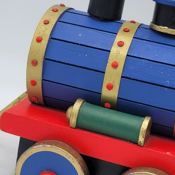 Rustic Wooden Christmas Train Snowman Locomotive Folk Art Holiday Decor 1990s - Picture 7 of 16